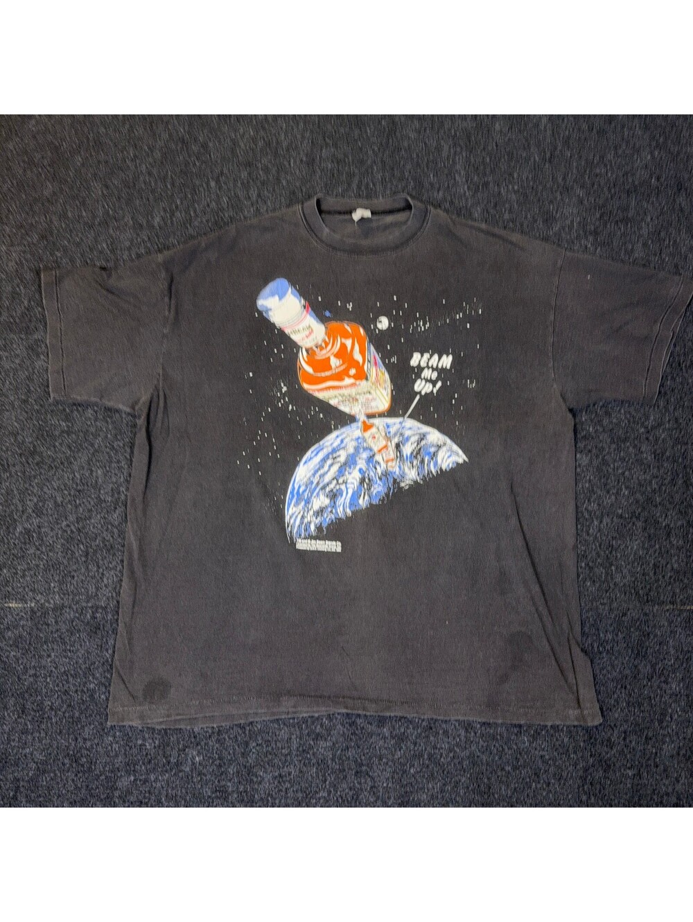 Vintage Jim Beam Beam Me Up Graphic T-Shirt Black